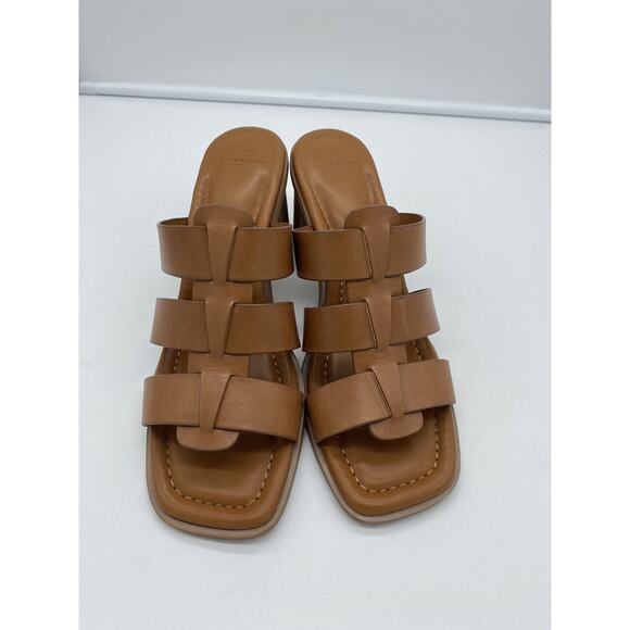 Marc Fisher LTD Louisa Leather Block Heel‎ Slip On Mules Woven Tan Size 11M - Picture 3 of 8